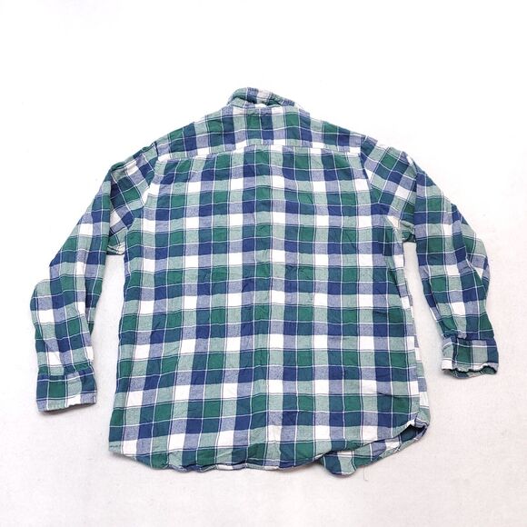John Ashford Gingham Flannel Casual Button Up Shirt Mens Size L Blue Green White - Picture 10 of 10